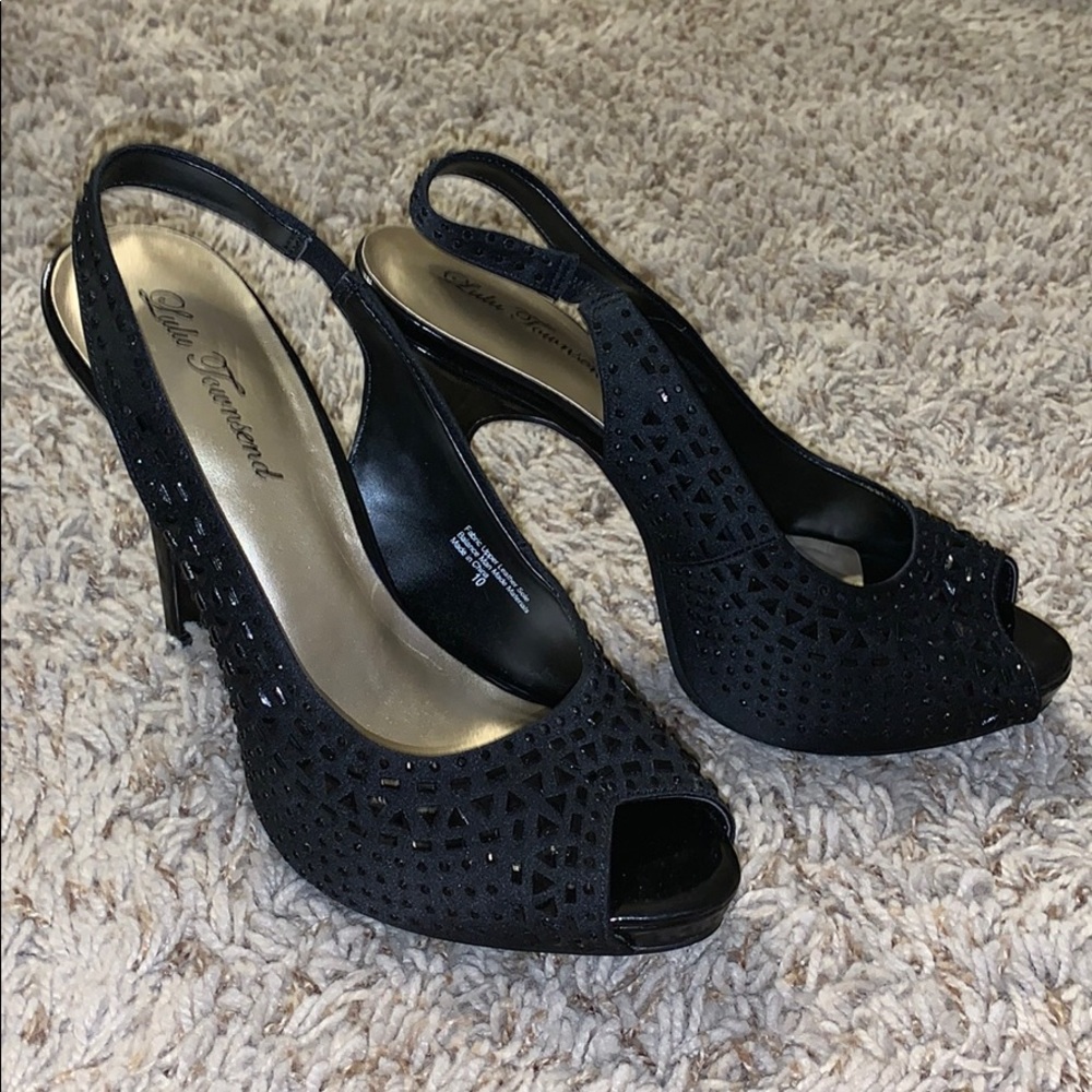 Black Sequin Heels